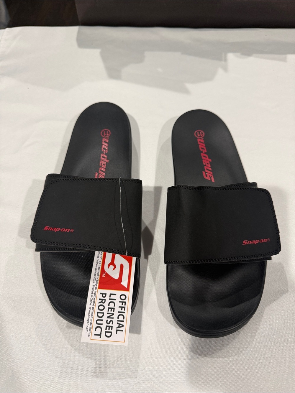 Snap-on Men’s Black Slide Sandals with Adjustable Strap